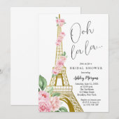 Eiffeltoren Paris Pink Flowers Vrijgezellenfeest Kaart (Voorkant / Achterkant)