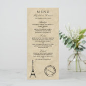 Eiffeltoren Paris Postmark Bruiloft Menu (Staand voorkant)