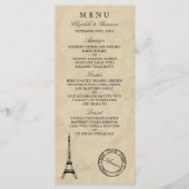  Eiffeltoren Paris Postmark Bruiloft Menu (Voorkant)