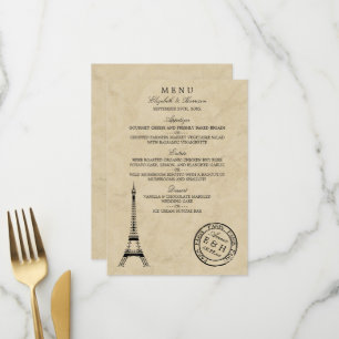 Eiffeltoren Paris Postmark Bruiloft Menu