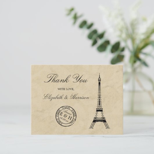 Eiffeltoren Paris Postmark Dank u Briefkaart (Staand voorkant)