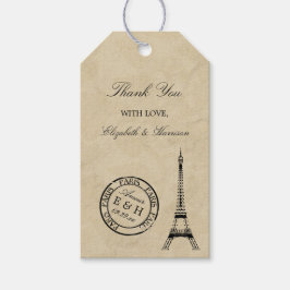  Eiffeltoren Paris Postmark huwelijksgunst Cadeaulabel
