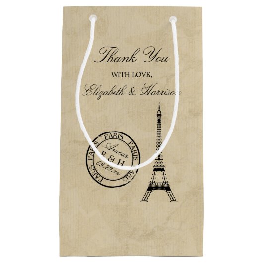  Eiffeltoren Paris Postmark huwelijksgunst Klein Cadeauzakje (Voorkant)