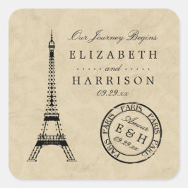  Eiffeltoren Paris Postmark huwelijksgunst Vierkante Sticker