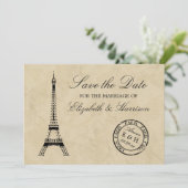  Eiffeltoren Paris Postmark Save the Date (Staand voorkant)