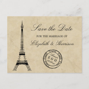 Eiffeltoren Paris Postmark Save the Date Aankondigingskaart