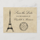 Eiffeltoren Paris Postmark Save the Date Aankondigingskaart (Voorkant)