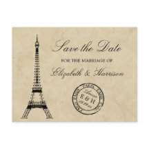  Eiffeltoren Paris Postmark Save the Date