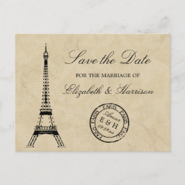  Eiffeltoren Paris Postmark Save the Date Aankondigingskaart