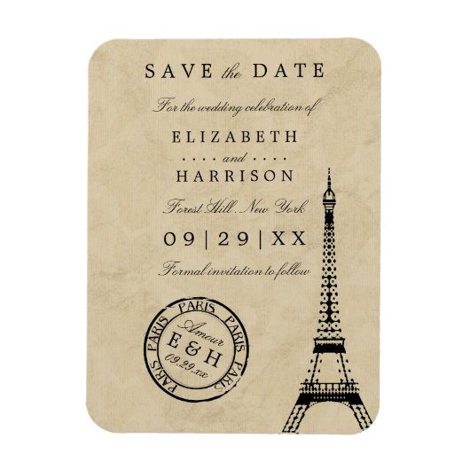  Eiffeltoren Paris Postmark Save the Date Magneet (Verticaal)