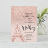 Eiffeltoren Paris roos goudglitter roze bruiloft Kaart (Staand voorkant)