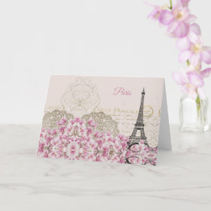 Eiffeltoren, Paris Roze Magnolia Kaart
