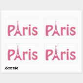 Eiffeltoren paris roze tekst kunst rechthoekige sticker (Vel)