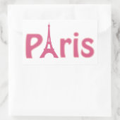 Eiffeltoren paris roze tekst kunst rechthoekige sticker (Tas)