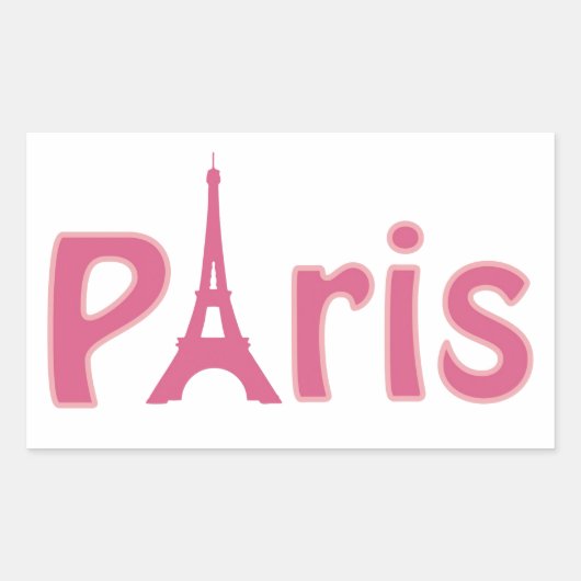 Eiffeltoren paris roze tekst kunst rechthoekige sticker (Voorkant)