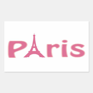 Eiffeltoren paris roze tekst kunst rechthoekige sticker