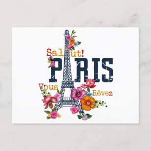 Eiffeltoren Paris Shirt Salut Flowering Paris Fra Briefkaart