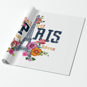 Eiffeltoren Paris Shirt Salut Flowering Paris Fra Cadeaupapier