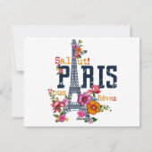 Eiffeltoren Paris Shirt Salut Flowering Paris Fra Feestdagenkaart (Achterkant)
