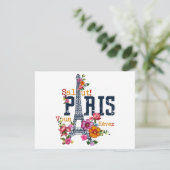 Eiffeltoren Paris Shirt Salut Flowering Paris Fra Feestdagenkaart (Staand voorkant)