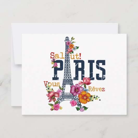 Eiffeltoren Paris Shirt Salut Flowering Paris Fra Feestdagenkaart (Voorkant)