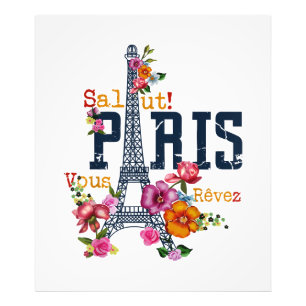 Eiffeltoren Paris Shirt Salut Flowering Paris Fra Foto Afdruk
