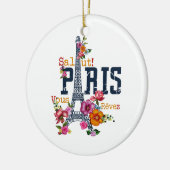 Eiffeltoren Paris Shirt Salut Flowering Paris Fra Keramisch Ornament (Links)