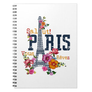 Eiffeltoren Paris Shirt Salut Flowering Paris Fra Notitieboek