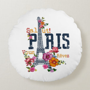 Eiffeltoren Paris Shirt Salut Flowering Paris Fra Rond Kussen