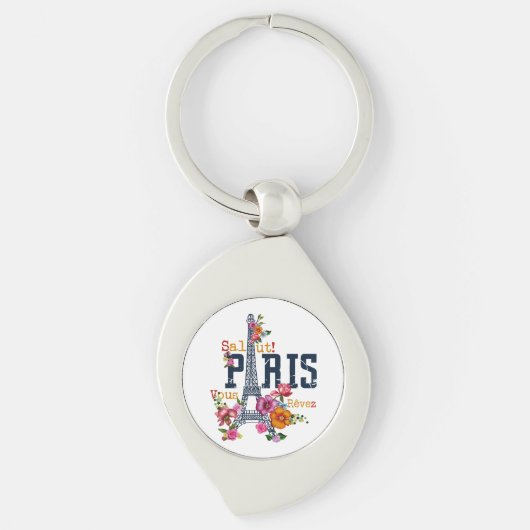 Eiffeltoren Paris Shirt Salut Flowering Paris Fra Sleutelhanger (Voorkant)