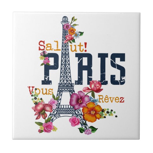 Eiffeltoren Paris Shirt Salut Flowering Paris Fra Tegeltje (Voorkant)