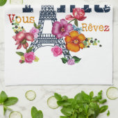 Eiffeltoren Paris Shirt Salut Flowering Paris Fra Theedoek (Gevouwen)