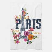 Eiffeltoren Paris Shirt Salut Flowering Paris Fra Theedoek (Verticaal)
