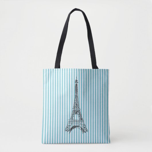 Eiffeltoren Paris Stripe Canvas tas (Voorkant)