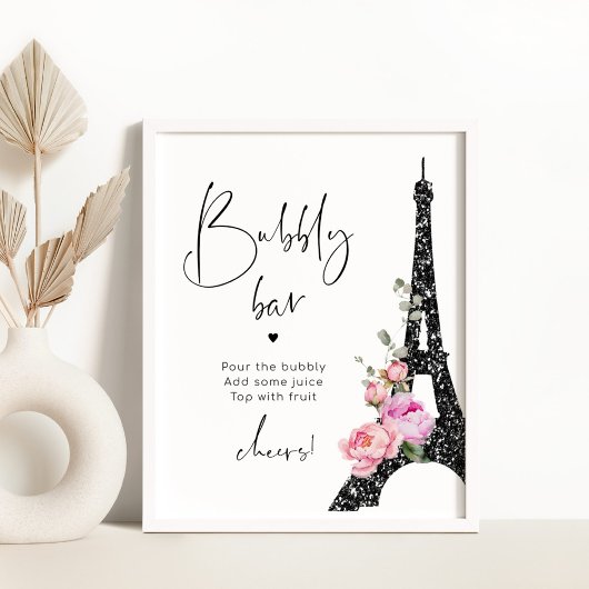 Eiffeltoren paris thema bubbly bar vrijgezellenfee poster