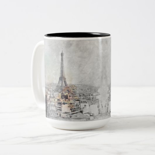 Eiffeltoren Paris Two-Tone Coffee Mok – Frankrijk (Voorkant links)