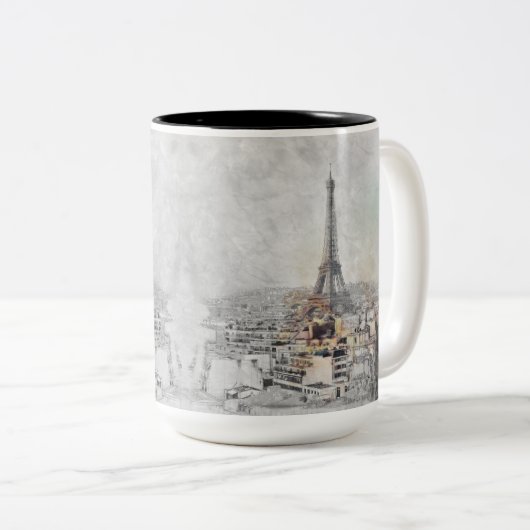 Eiffeltoren Paris Two-Tone Coffee Mok – Frankrijk (Voorkant rechts)