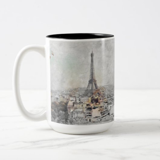 Eiffeltoren Paris Two-Tone Coffee Mok – Frankrijk (Links)