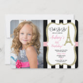 Eiffeltoren paris verjaardagsfoto roze goud zwart kaart (Voorkant)