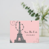  eiffeltoren Paris Wedding redt datum Aankondigingskaart (Staand voorkant)