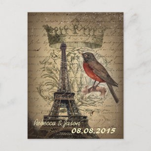 Eiffeltoren Paris Wedding save the date Aankondigingskaart