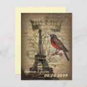  Eiffeltoren Paris Wedding save the date Aankondigingskaart (Voorkant / Achterkant)