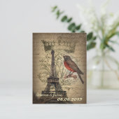  Eiffeltoren Paris Wedding save the date Aankondigingskaart (Staand voorkant)