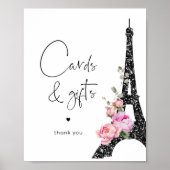 Eiffeltoren paris zwart roze Kaarten en geschenken Poster (Voorkant)