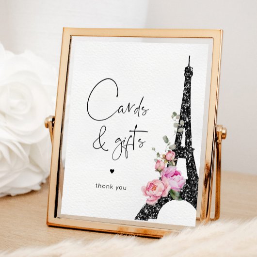 Eiffeltoren paris zwart roze Kaarten en geschenken Poster