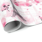 Eiffeltoren patroon, Paris chique Frans roze Cadeaupapier (Rol Hoek)