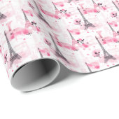 Eiffeltoren patroon, Paris chique Frans roze Cadeaupapier (Rol Hoek)