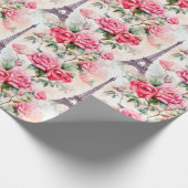 Eiffeltoren patroon, Paris chique Franse Rozen Cadeaupapier (Hoek)