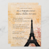 Eiffeltoren Peach bruiloft uitnodiging (Voorkant / Achterkant)