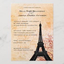 Eiffeltoren Peach bruiloft uitnodiging